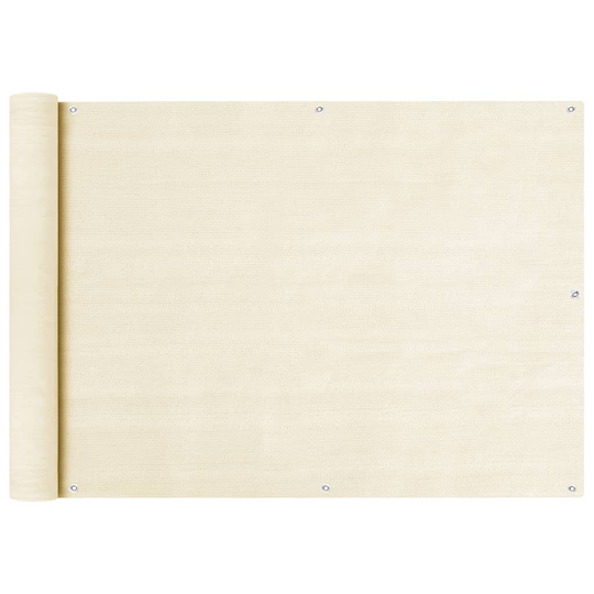 vidaXL Parvekkeen suoja kerma 75x600 cm HDPE