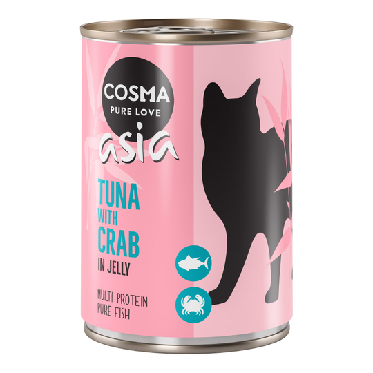 Cosma Asia hyytelössä -säästöpakkaus 12 x 400 g - tonnikala & rapu
