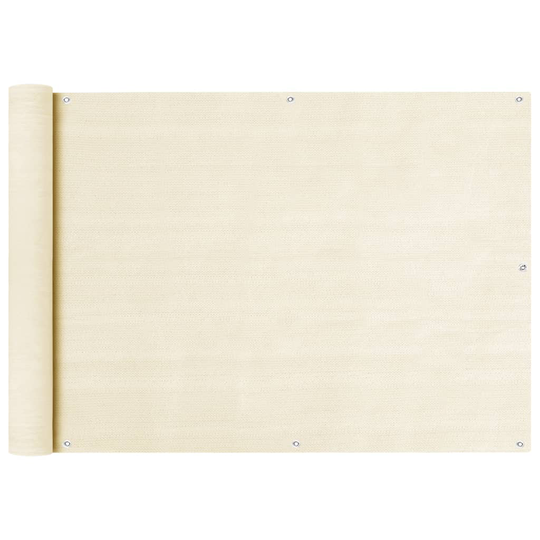 vidaXL Parvekkeen suoja kerma 75x300 cm HDPE