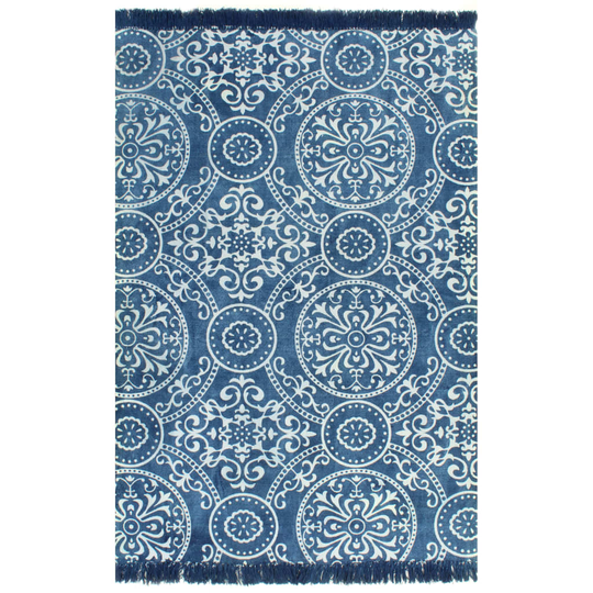 vidaXL Kelim matto puuvilla 120x180 cm kuviolla sininen