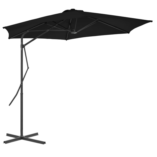 vidaXL Aurinkovarjo terästangolla musta 300x230 cm