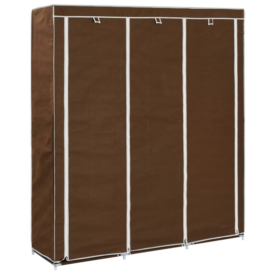 vidaXL Vaatekaappi lokeroilla ja tangoilla kangas 150x45x175 cm ruskea