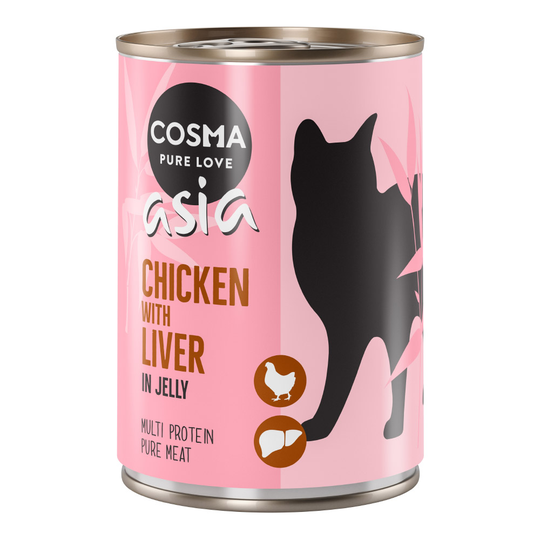 Cosma Asia hyytelössä -säästöpakkaus 12 x 400 g - kana & kananmaksa