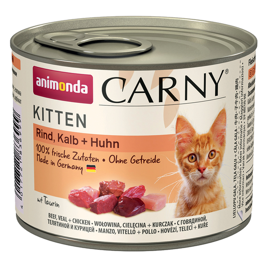 Animonda Carny Kitten 6 x 200 g - nauta, vasikka & kana