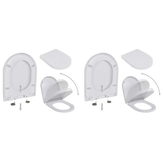 vidaXL WC-istuimet soft-close kansilla 2 kpl muovi valkoinen