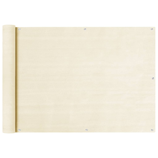 vidaXL Parvekkeen suoja kerma 75x500 cm HDPE