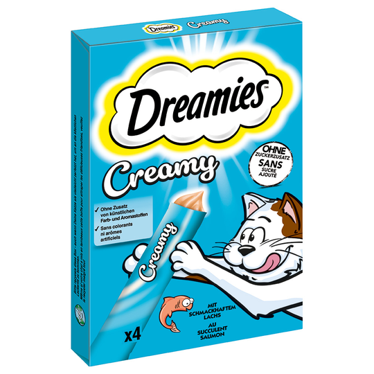 Dreamies-kissanherkut erikoishintaan! - Creamy Snacks: lohi (4 x 10 g)