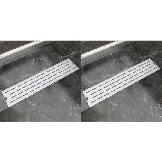 vidaXL Lineaarinen suihkukaivo 2 kpl linja 530x140mm ruostumaton teräs