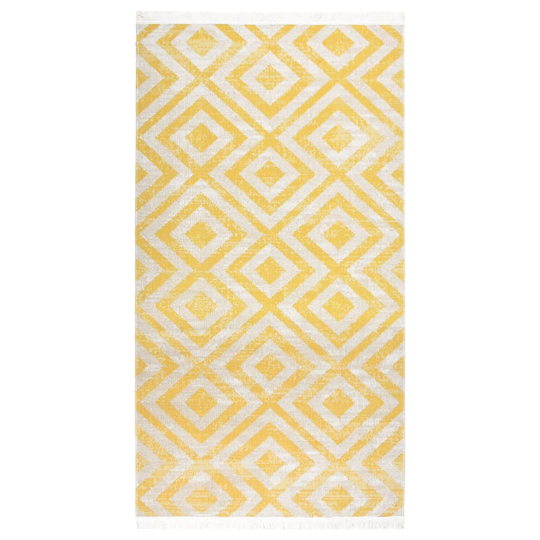 vidaXL Ulkomatto litteä kudos 80x150 cm keltainen ja beige