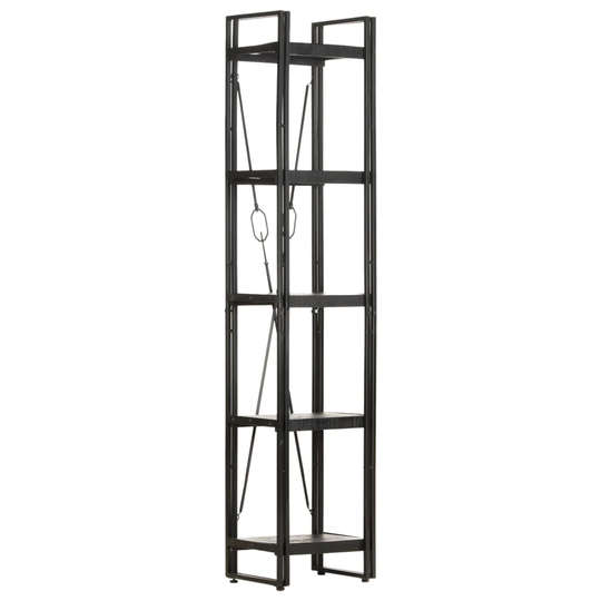 vidaXL 5-tasoinen kirjahylly musta 40x30x180 cm täysi mangopuu