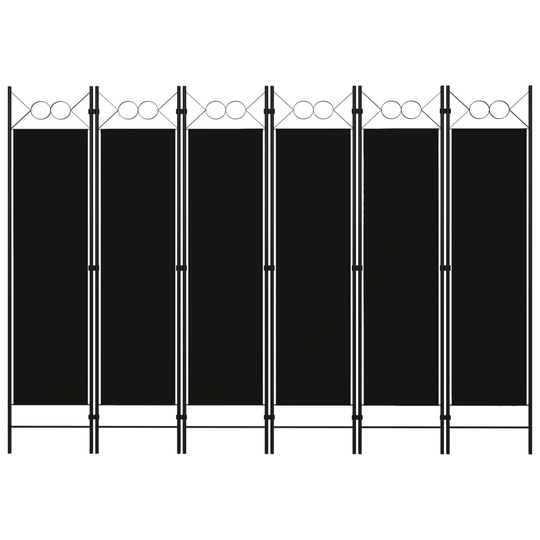 vidaXL 6-Paneelinen tilanjakaja 240x180 cm musta