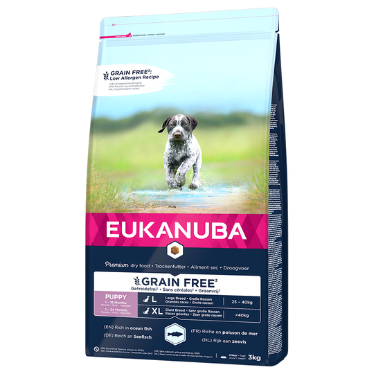 Eukanuba-koiranruoka erikoishintaan! - 3 kg Grain Free Puppy Large Breed lohi