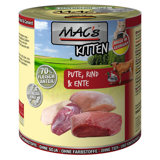 MAC's Cat Kitten 6 x 800 g - Kitten kalkkuna, nauta & ankka