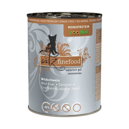 20 + 4 kaupan päälle! 24 x 400 g catz finefood Monoprotein zooplus - villisika