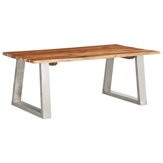 vidaXL Sohvapöytä 100x60x40 cm täysi akaasiapuu ja ruostumaton teräs