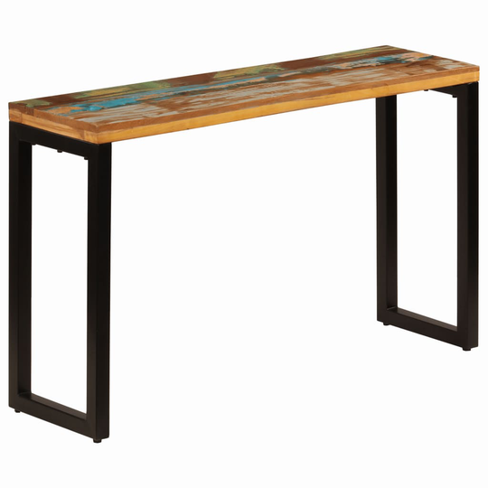 vidaXL Sivupöytä 120x35x76 cm kierrätetty puu ja teräs