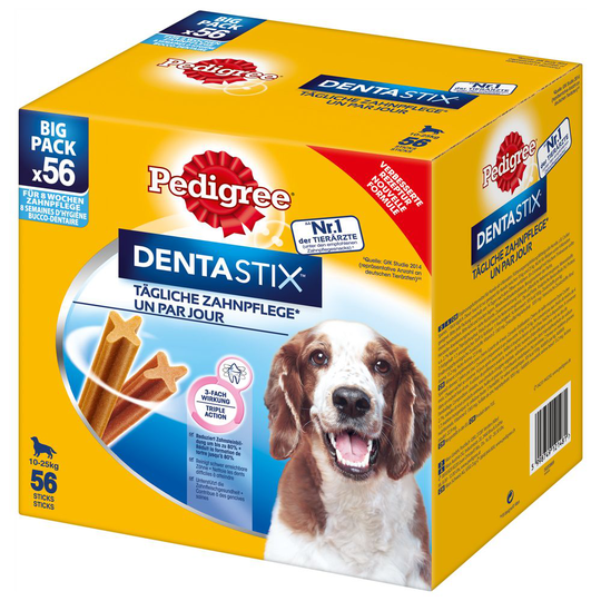 Säästöpakkaus! 168 x Pedigree DentaStix Daily Oral Care / Fresh - Dentastix x 112 + Dentastix Fresh x 56 - suurille koirille (>25 kg)