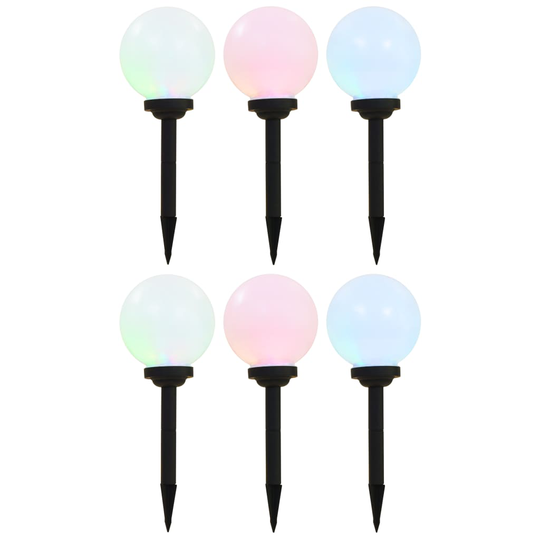 vidaXL LED-aurinkokennovalaisin 6 kpl väriä vaihtava pyöreä 20 cm RGB