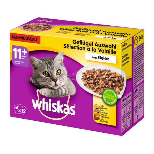 48 x 85 / 100 g Whiskas-kissanruokaa erikoishintaan! - 11+ Senior siipikarjavalikoima hyytelössä (48 x 100 g)
