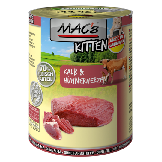 MAC´s Cat -säästöpakkaus 24 x 400 g - Kitten (vasikka & kanansydän)