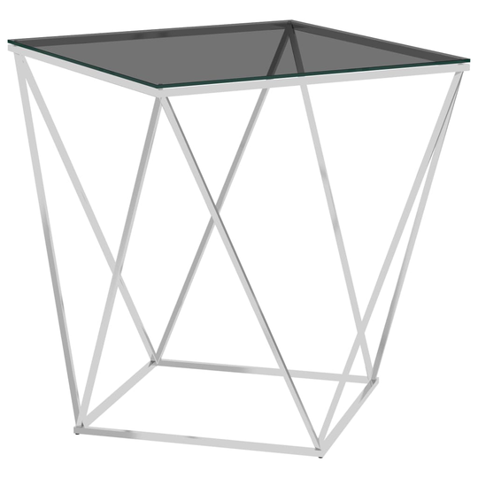 vidaXL Sohvapöytä hopea ja musta 50x50x55 cm ruostumaton teräs