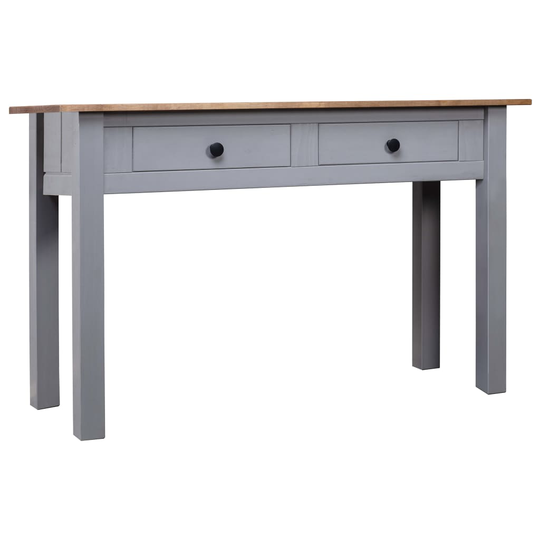 vidaXL Konsolipöytä harmaa 110x40x72 cm täysi mänty Panama-sarja