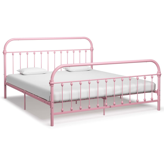 vidaXL Sängynrunko pinkki metalli 180x200 cm