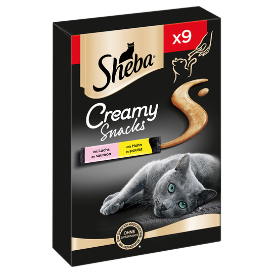Sheba Creamy Snacks - kana & lohi (9 x 12 g)