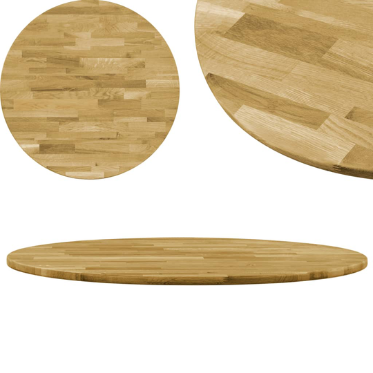 vidaXL Pöytälevy kiinteä tammipuu pyöreä 23 mm 600 mm