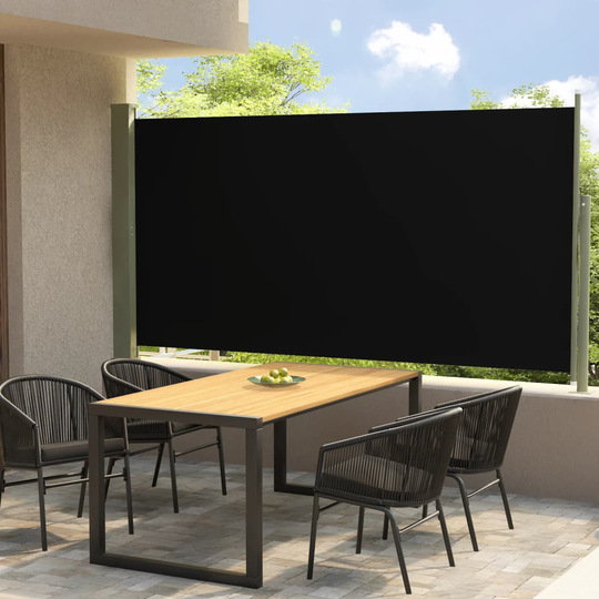 vidaXL Sisäänvedettävä terassin sivumarkiisi 160x300 cm musta