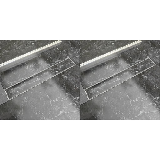 vidaXL Lineaarinen suihkukaivo 2 kpl 730x140 mm ruostumaton teräs