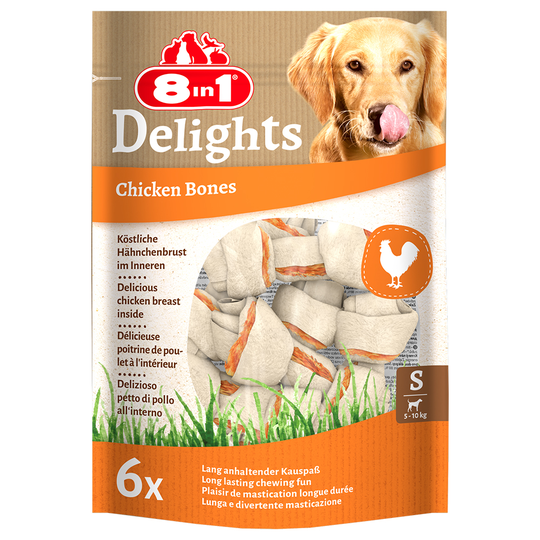 8in1 Delights -puruluut kanatäytteellä - S: 210 g (6 kpl)