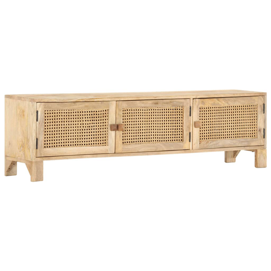 vidaXL TV-taso 140x30x40 cm täysi mangopuu ja luonnollinen ruoko