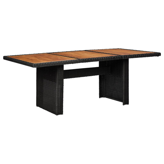 vidaXL Puutarhan ruokapöytä musta 200x100x74 cm polyrottinki