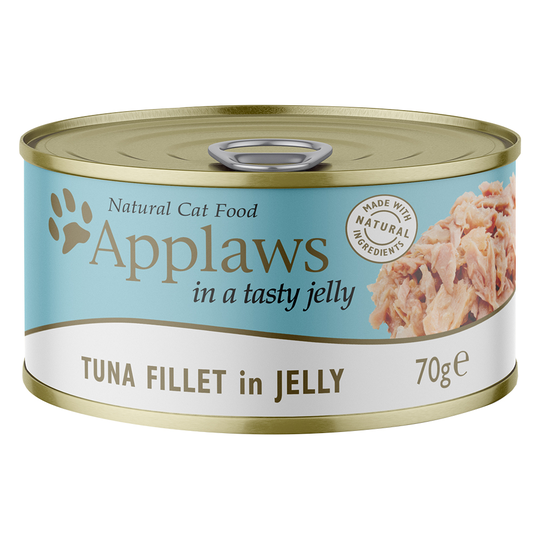 18 + 6 kaupan päälle! 24 x 70 g Applaws-kissanruokaa - in Jelly: tonnikala