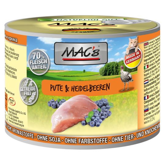 MAC´s Cat -säästöpakkaus 24 x 200 g - kalkkuna & mustikka