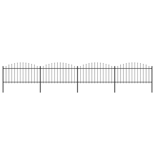 vidaXL Puutarha-aita keihäskärjillä teräs (1,25-1,5)x6,8 m musta