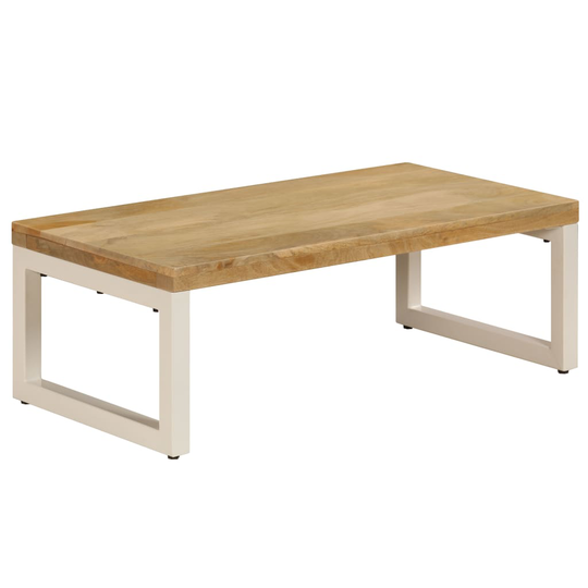 vidaXL Sohvapöytä 100x50x35 cm täysi mangopuu ja teräs