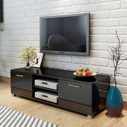 vidaXL TV-taso korkeakiilto musta 120x40,3x34,7 cm