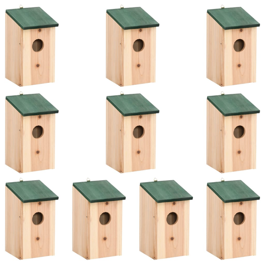 vidaXL Linnunpöntöt 10 kpl täysi kuusi 12x12x22 cm