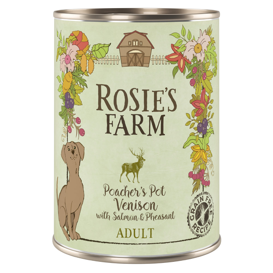 Rosie's Farm -koiranruoka 6 x 400 g kokeiluhintaan! - peura & fasaani & lohi