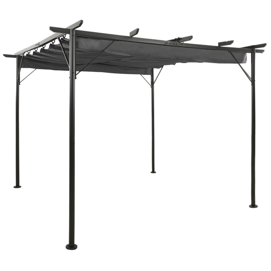 vidaXL Pergola sisäänvedettävä katto antrasiitti 3x3 m teräs 180 g/m²