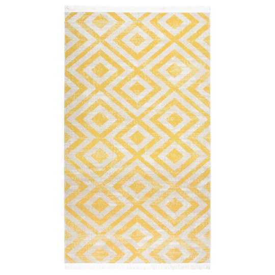vidaXL Ulkomatto litteä kudos 115x170 cm keltainen ja beige