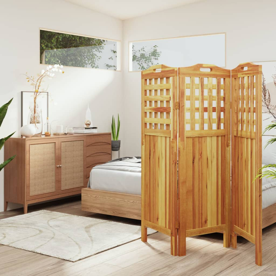 vidaXL 3-paneelinen Tilanjakaja 121,5x2x115 cm täysi akasiapuu