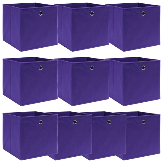 vidaXL Säilytyslaatikot 10 kpl purppura 32x32x32 cm kangas