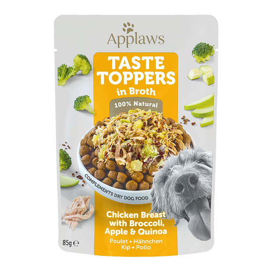 Applaws Taste Toppers -koiranruoka erikoishintaan! - liemi: kana & parsakaali, omena & kvinoa (12 x 85 g)