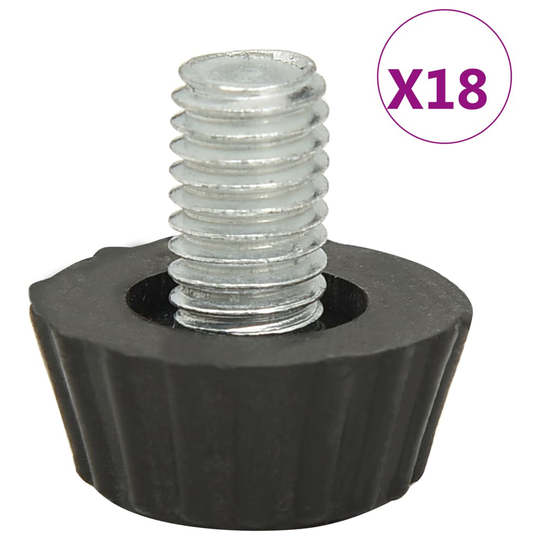 vidaXL 315594 Adjustable Furniture Feet M8 18 pcs Black