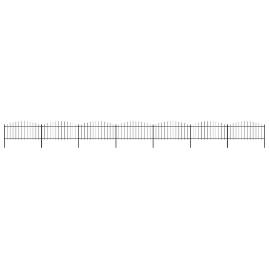 vidaXL Puutarha-aita keihäskärjillä teräs (0,5-0,75)x11,9 m musta