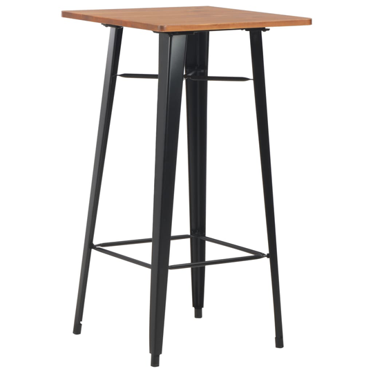 vidaXL Baaripöytä mänty teräs 60x60x108 cm musta