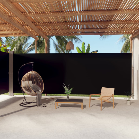 vidaXL Sisäänvedettävä sivumarkiisi musta 220x1000 cm